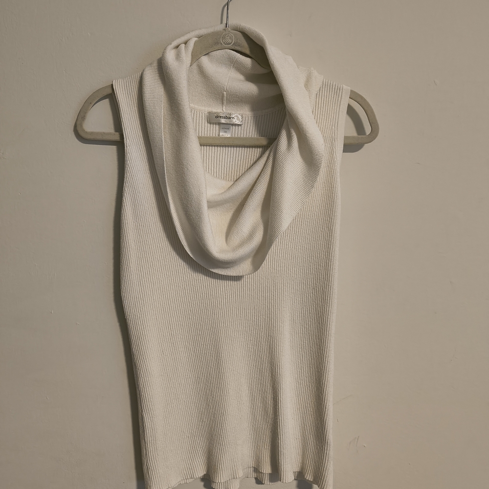 Dressbarn Cream Cowl Neck Sleeveless Sweater